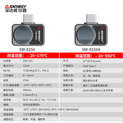 。深达威SW-8256A手机热像仪红外热成像仪户外高清夜视仪电路热感