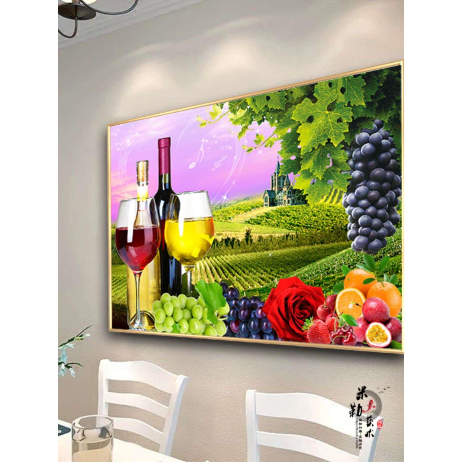 现代简约创意餐厅装饰画轻奢风挂画水果酒杯客厅饭厅餐桌墙面壁画图片