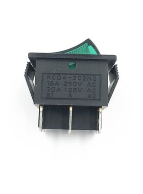 船型开关 KCD4-202N2 15A 250VAC 6脚 绿色
