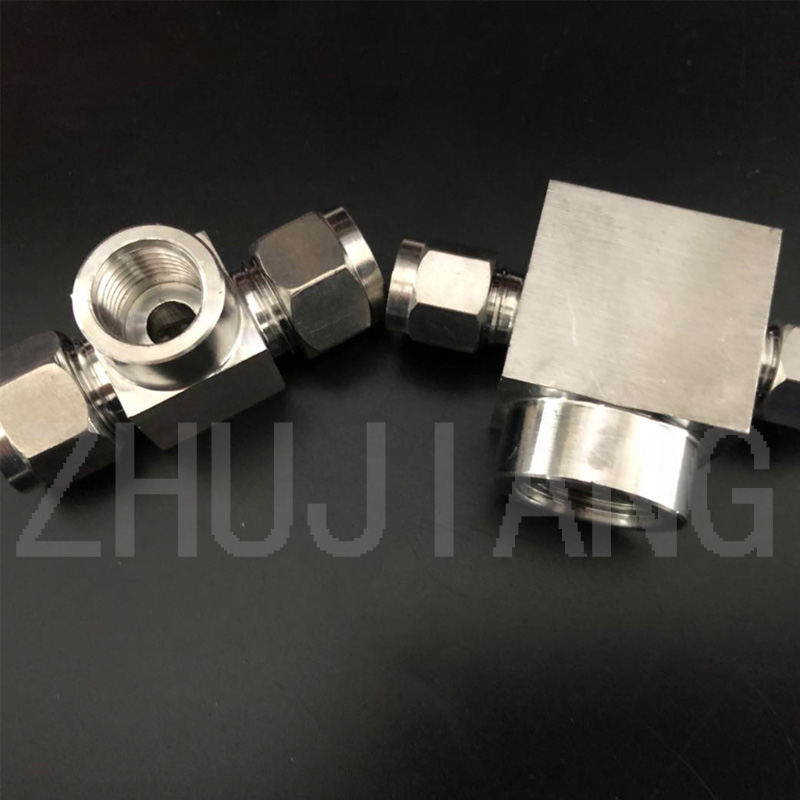 304不锈钢内丝卡套三通压力表三通内丝三通接头内螺纹转换接头