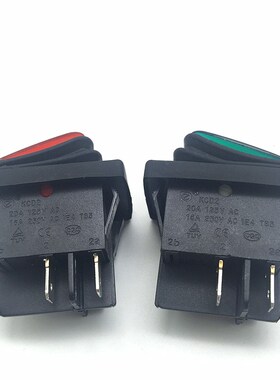 防水船型开关KCD2-2X1N 4脚2档红色绿色带灯电源开关翘板开关KCD4
