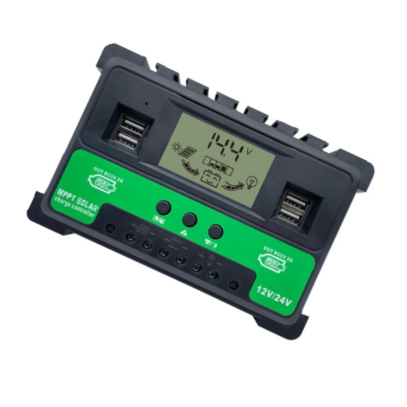 带四个USB12V24V光伏发电控制器30A40JA50A电流显示太阳能控制器