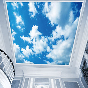 蓝天白云墙纸天花板吊顶壁纸卧室棚顶3D壁画客厅过道屋顶天空墙布
