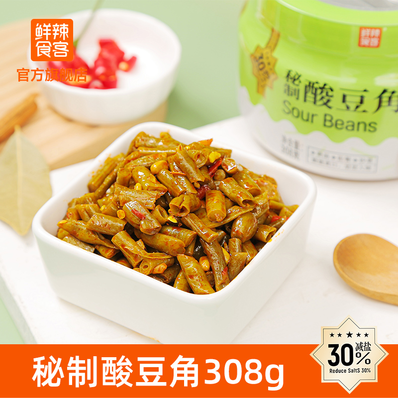 鲜辣食客秘制酸豆角罐装308g