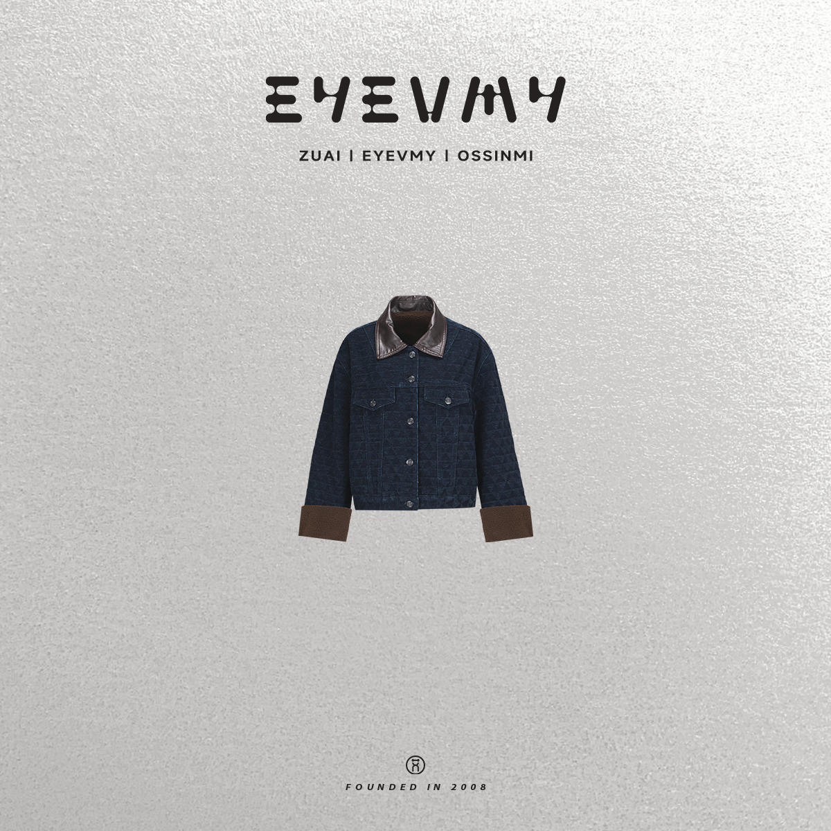 【时髦收藏家】原创立绒提花+撞色PU领羊羔绒牛仔外套WT43HLH002