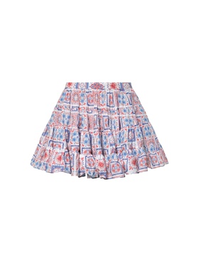 100棉60S印花料缩碎褶蓬蓬裙A字短款半身裙WT52RSY044