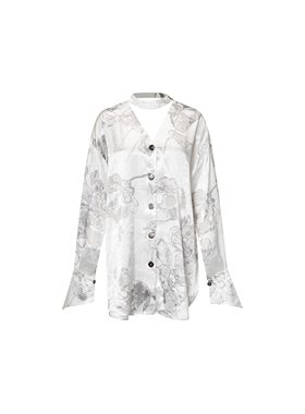设计师款缎面雕花老钱风宽松别致衬衫WT52CLH010