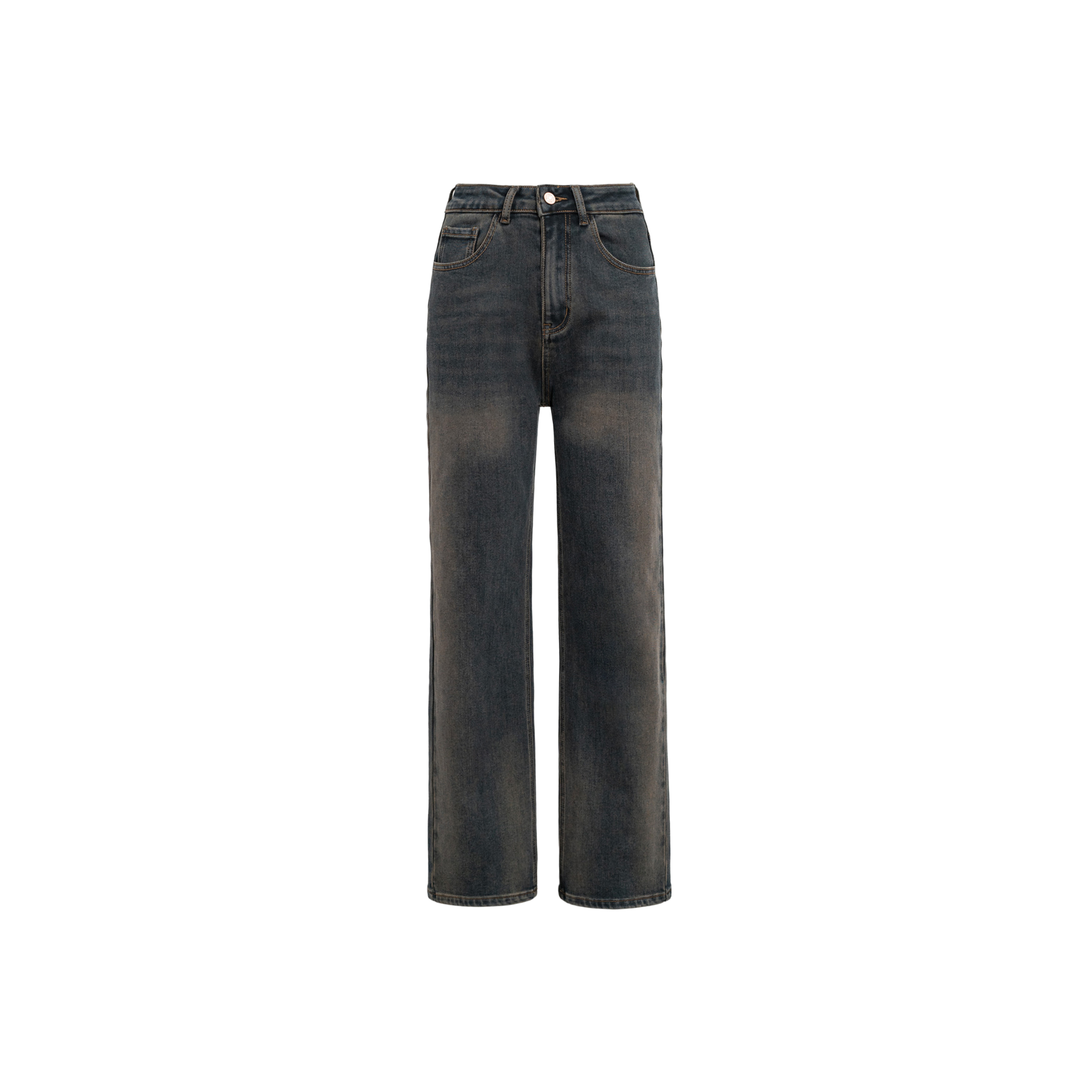 w23dt212【水墨蓝牛仔】复古做旧洗水经典直筒阔腿裤