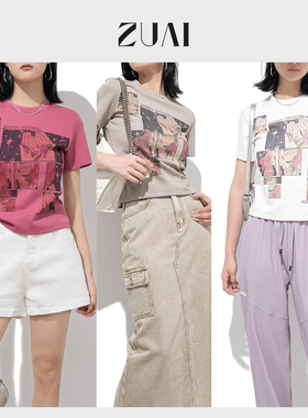 【碎感仙女T恤】265g竹节棉3D直喷印花美式短袖上衣W23BA220