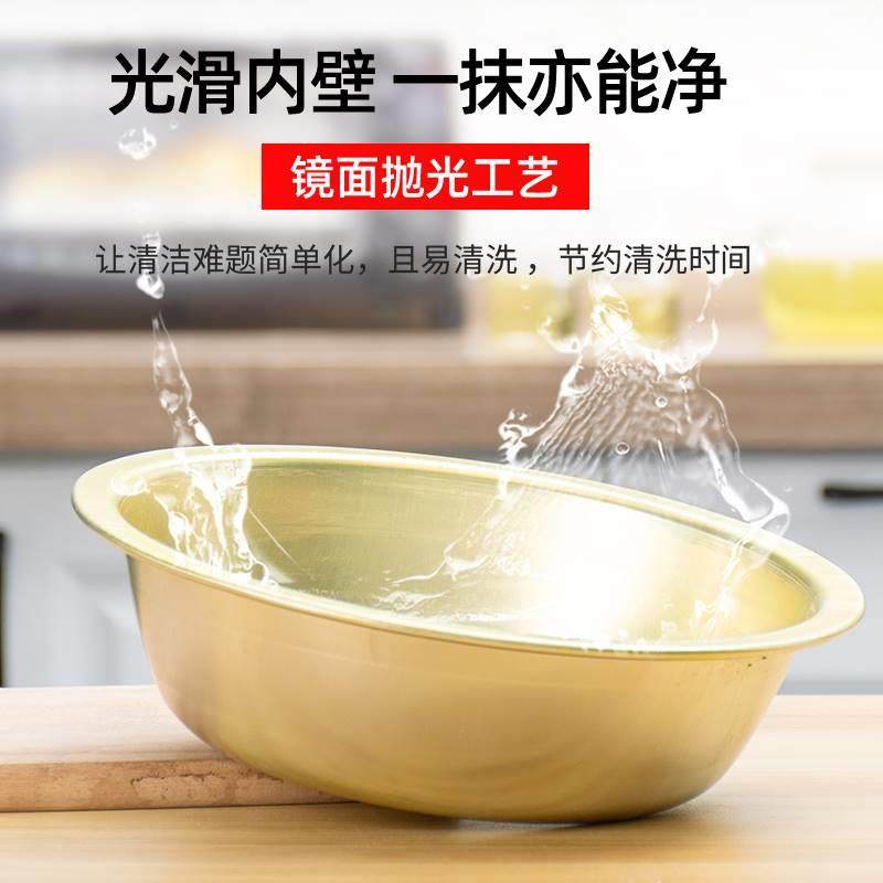 老式黄铝盆烤肉锅平底小铝盆烤牛肉家用加深洗菜盆加厚纯铝大盆