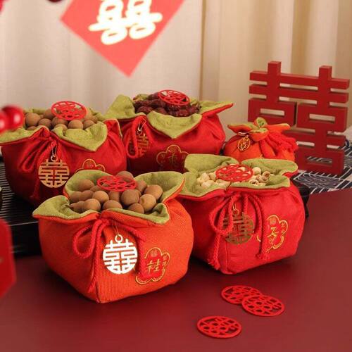 偶布福模具结婚手提篮婚礼压床装饰婚庆摆件用品大全礼袋喜庆