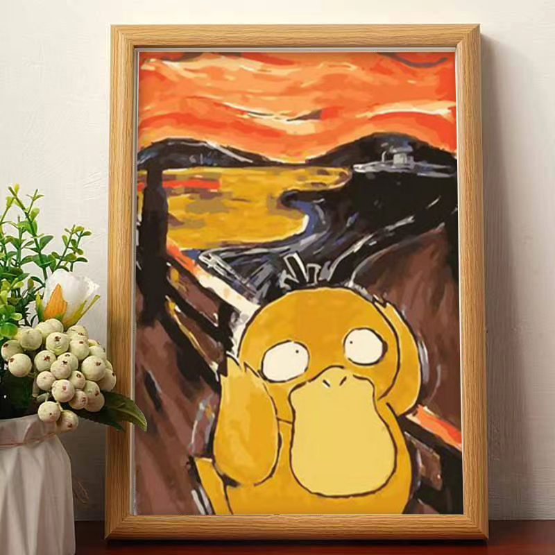 可达鸭呐喊搞笑世界名画真迹油画相框摆台墙面挂画桌面摆件礼物潮