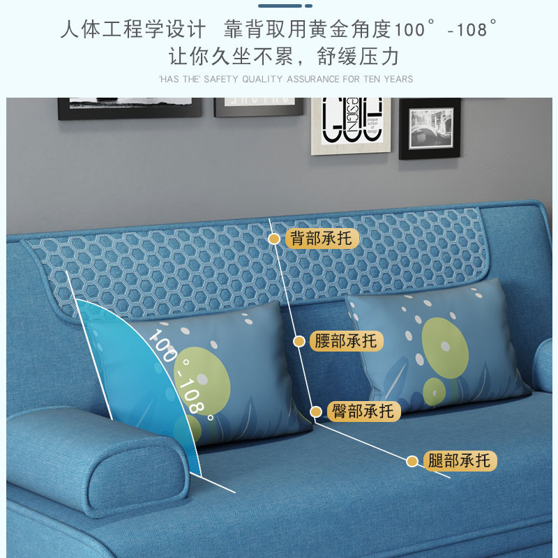 沙发床双人两用小户型客厅可折叠拆洗经济型乳胶布艺沙发床多功能