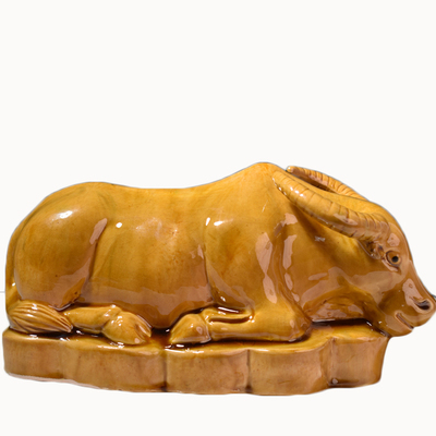 卧牛趴着低头喝水的水牛小黄牛型摆件家居卫生间厕所厨房浴室用品