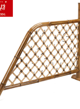匠心坊庭院景观花园摆件手工弯脚网格竹栅栏阳台装饰搭配鱼池造景