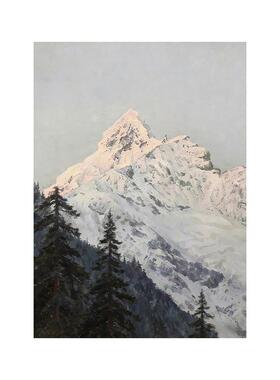 意式极简日照金山肌理纯手绘油画客厅装饰画梅里雪山风景玄关挂画
