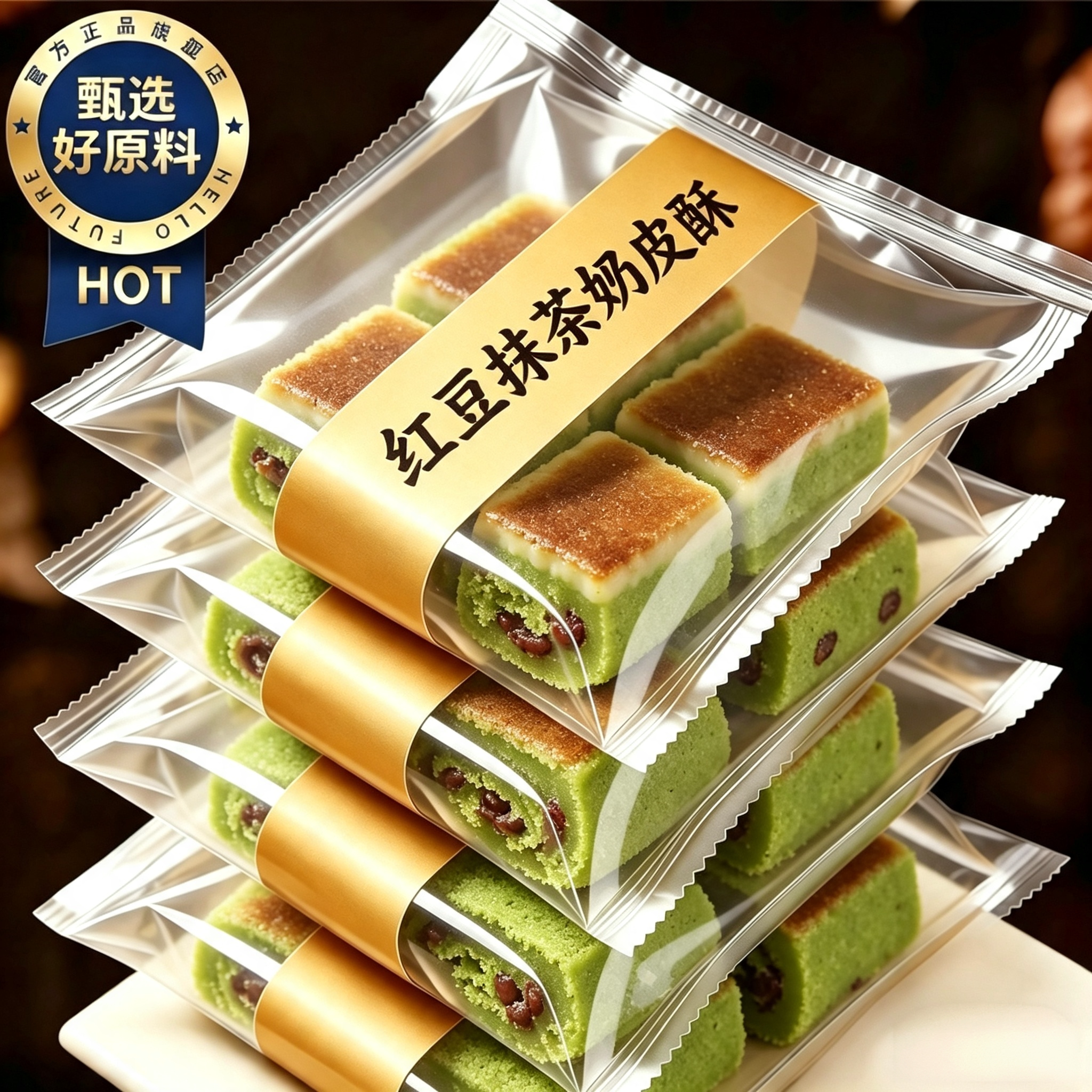 老字号！红豆抹茶奶皮酥老式奶酥饼天津特产清真糕点早餐点心零食