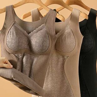 双面磨绒速暖舒适无痕打底自发热女士自带胸垫保暖内衣668保暖