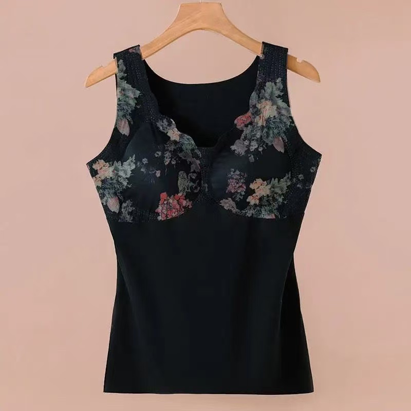 【9903印花】秋冬季护腰保暖背心女亲肤护腰中老年德绒保暖内衣女