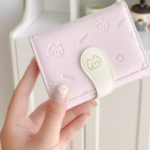 可爱卡通猫咪短款 钱包小清新学生多卡位轻薄零钱包卡包皮搭扣钱夹