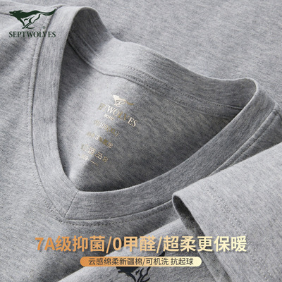 七匹狼7A抗菌新疆棉V领保暖内衣