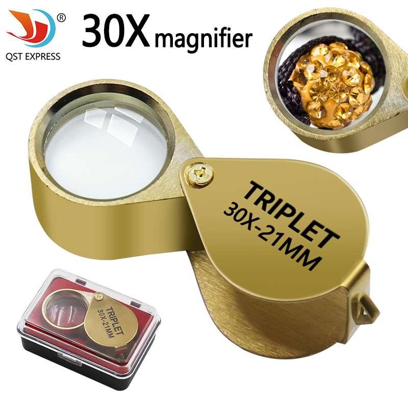 30倍金色手持放大镜实用型礼品折叠式便携首饰珠宝古玩鉴定放大镜