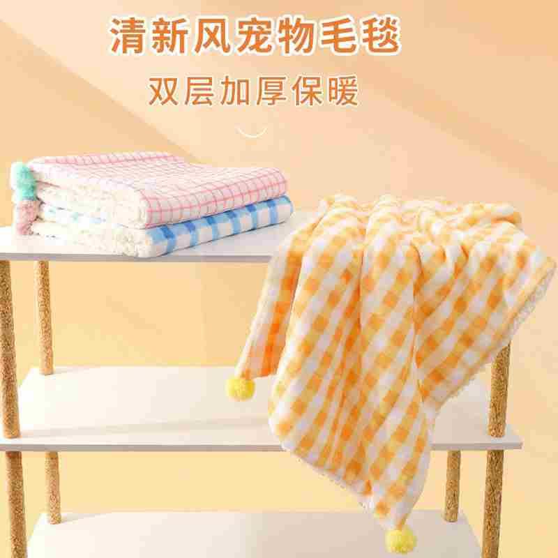 宠物毛毯ins秋冬季保暖猫窝猫垫子格子地毯法兰绒小型犬狗狗被子