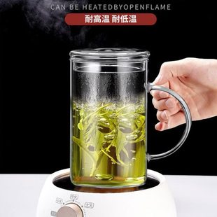 硼硅大容量杯子耐高温家用0m玻璃杯女l100茶杯水杯男带盖扎啤杯高