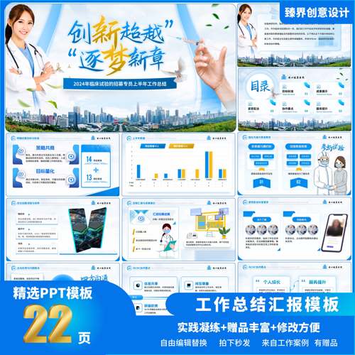 医护医疗工作总结汇报PPT模板