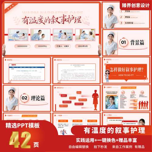 叙事护理PPT模板说课授课