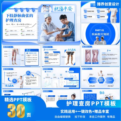 护理查房PPT模板说课授课