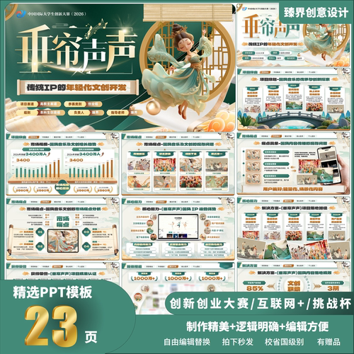 创赛挑战杯互联网+高级感PPT模板