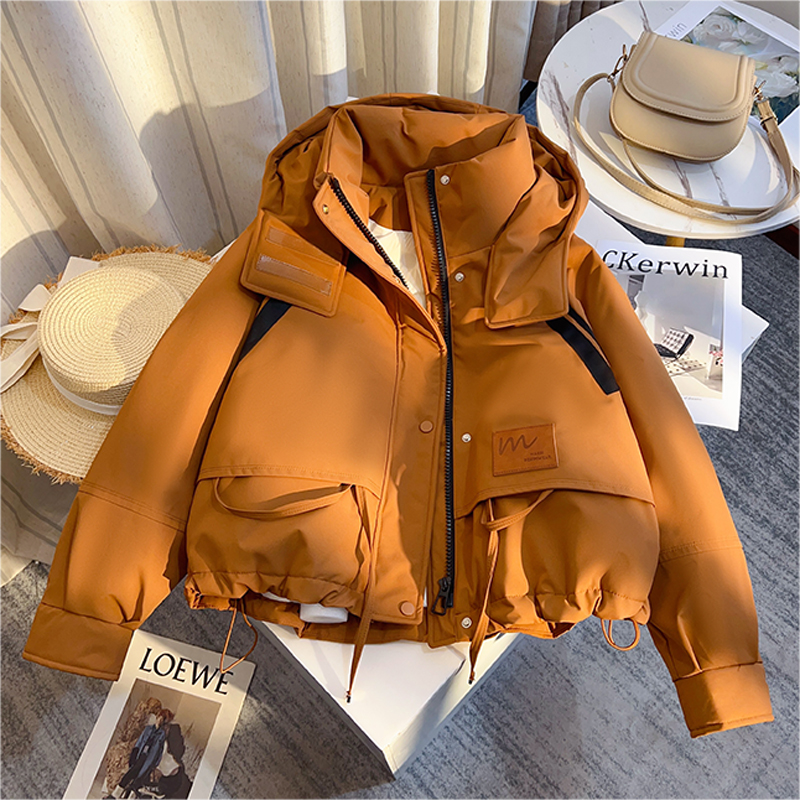 拉夏贝尔工装风加绒加厚短款外套