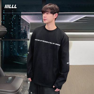 IIILLL童锦程 潮牌长袖T恤男重磅纯棉oversize宽松休闲百搭打底衫