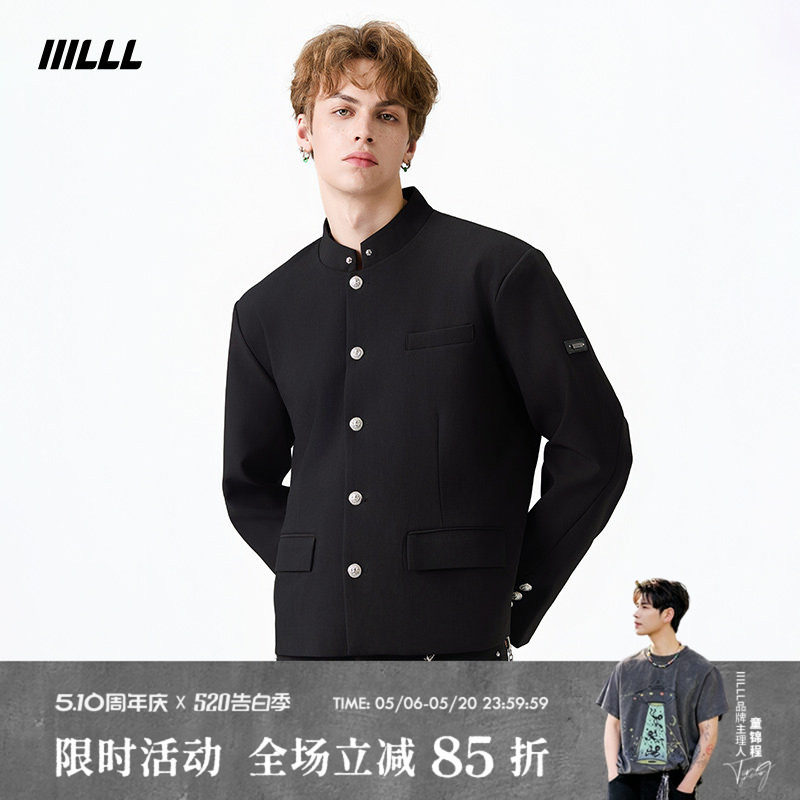 IIILLL童锦程新中式国风西装秋款中山装夹克男高级感休闲立领外套