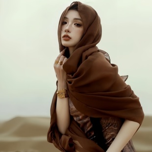 围巾配饰废土风沙漠埃及迪拜海边旅游拍照棉麻纱巾女丝巾防晒头巾