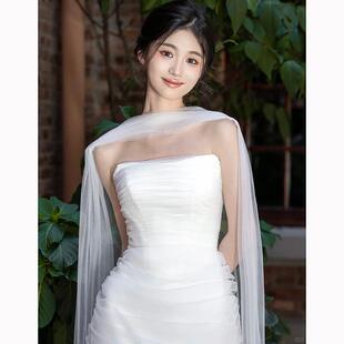 围巾配饰新娘纱巾长款丝巾飘带脖纱披肩纱婚纱礼服晨袍写真旅拍品