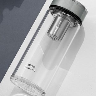 玻璃杯带盖层女士万象玻璃杯男家用便携加厚单超大高档创意杯子