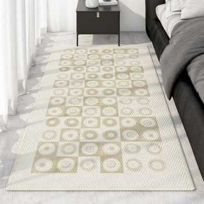 新款新新黑白格子床边毯长条卧室客厅地毯欧式复古沙发茶几床前防