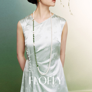 花与蝶烟雨东陵玉长项链2024新款轻奢小众高级感新中式国风配饰品