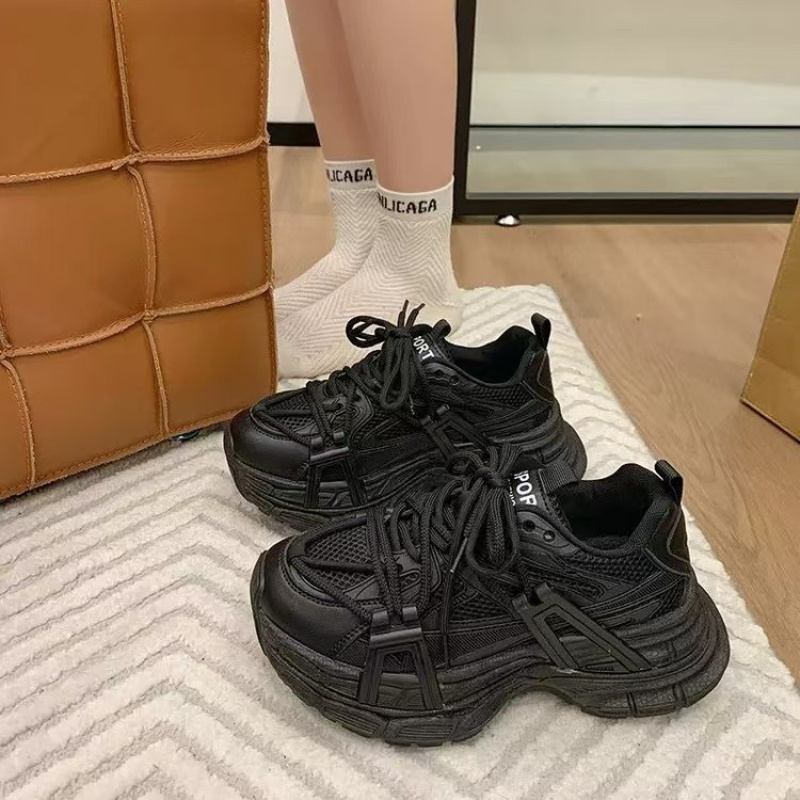 厚底灰色老爹鞋女2025新款春秋季