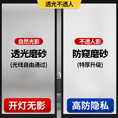 玻璃防窥磨砂静电贴膜透光不透人