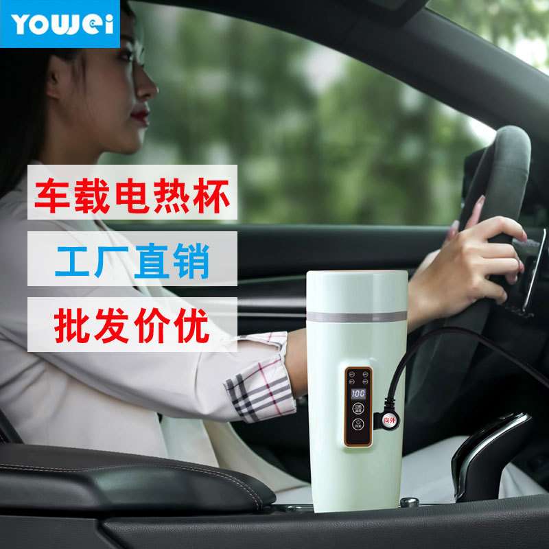 跨境车载烧水杯12v小车货车用可调温度水壶外贸加热小型电热水杯