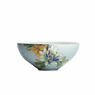 扒花汝窑功夫茶杯单杯陶s瓷品茗杯主人杯开片可养扒花汝瓷功夫茶