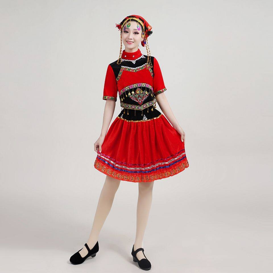 新苗族服装苗族女彝族土家族演出服短裙百褶裙云南少数民族演出服