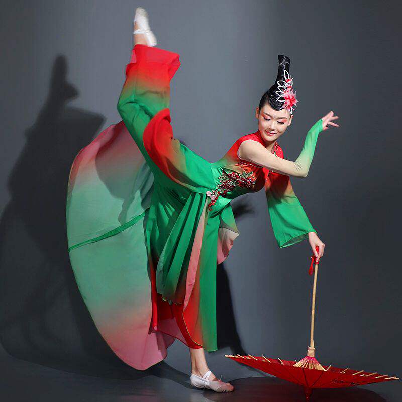 古典舞演出服女飘逸中国风艺考伞舞秧歌服广场舞套装民族舞蹈服装