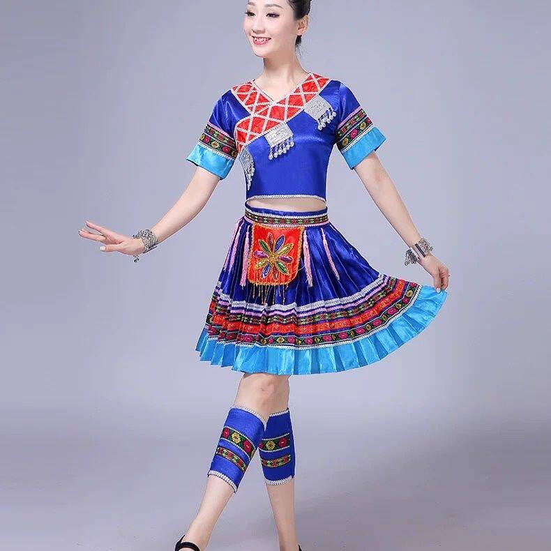新款苗族演出服黛帕云南少数民族舞蹈服装壮族瑶族土家族服成人女