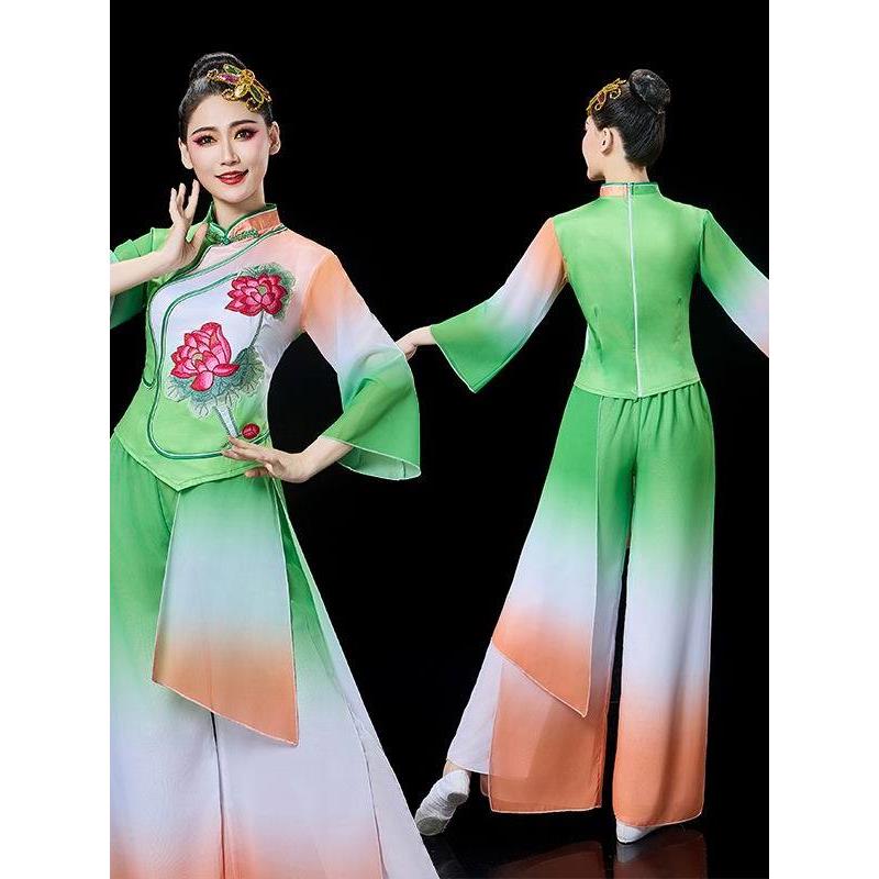新款古典舞蹈服表演服伞舞广场舞演出服民族扇子舞秧歌中国风套装
