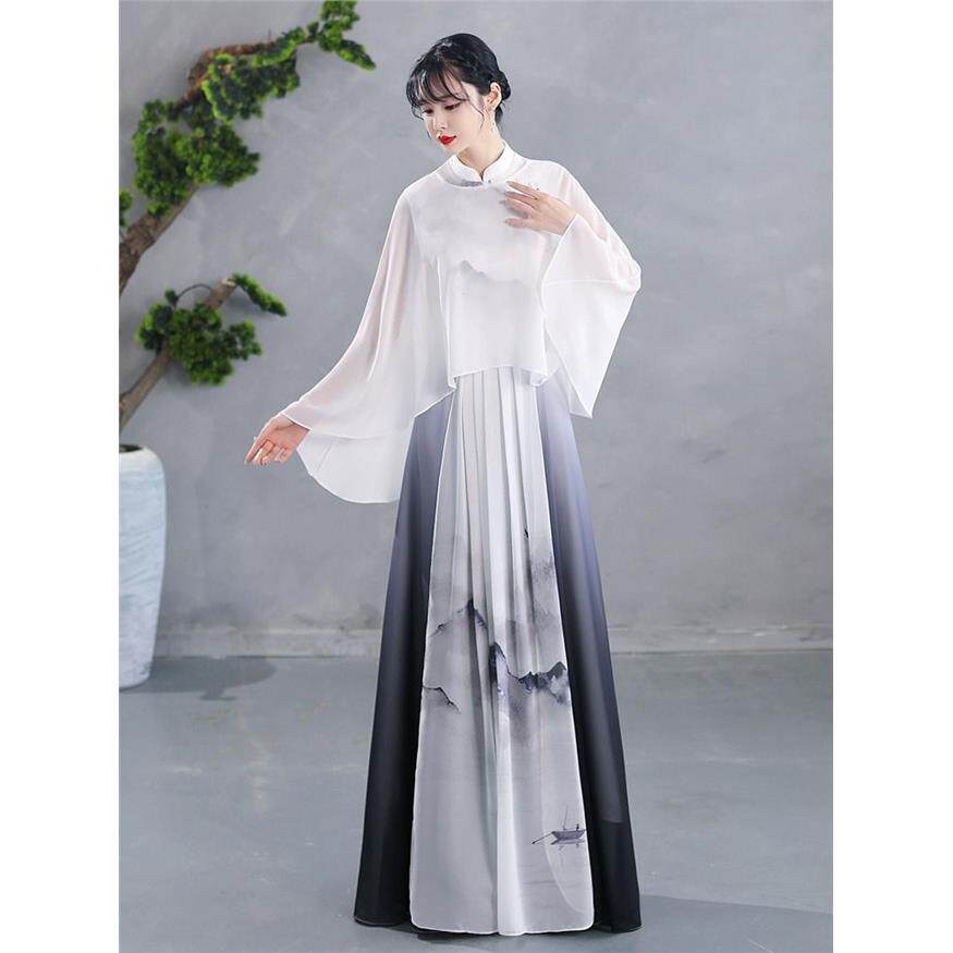 古典女装复古舞蹈茶服飘逸汉服禅意中国改良演出服旗袍中式中国风