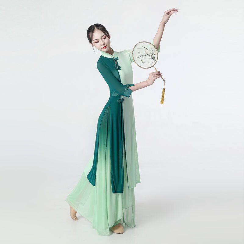 古典舞纱衣高弹力旗袍广场舞身韵练功服瑜伽舞服现代舞蹈演出服装